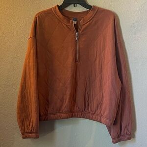 Old Navy Women's Quilted Half-Zip Top - Burnt Orange